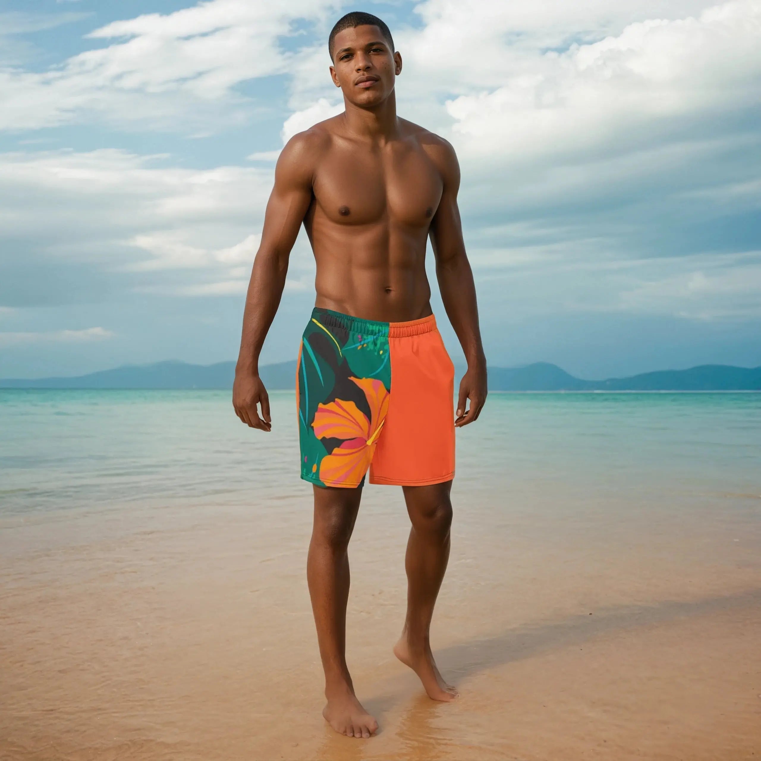 His and Her's Couples Matching Swimwear - SWIM TRUNKS  - Jungle Love - Ivrie Blu 