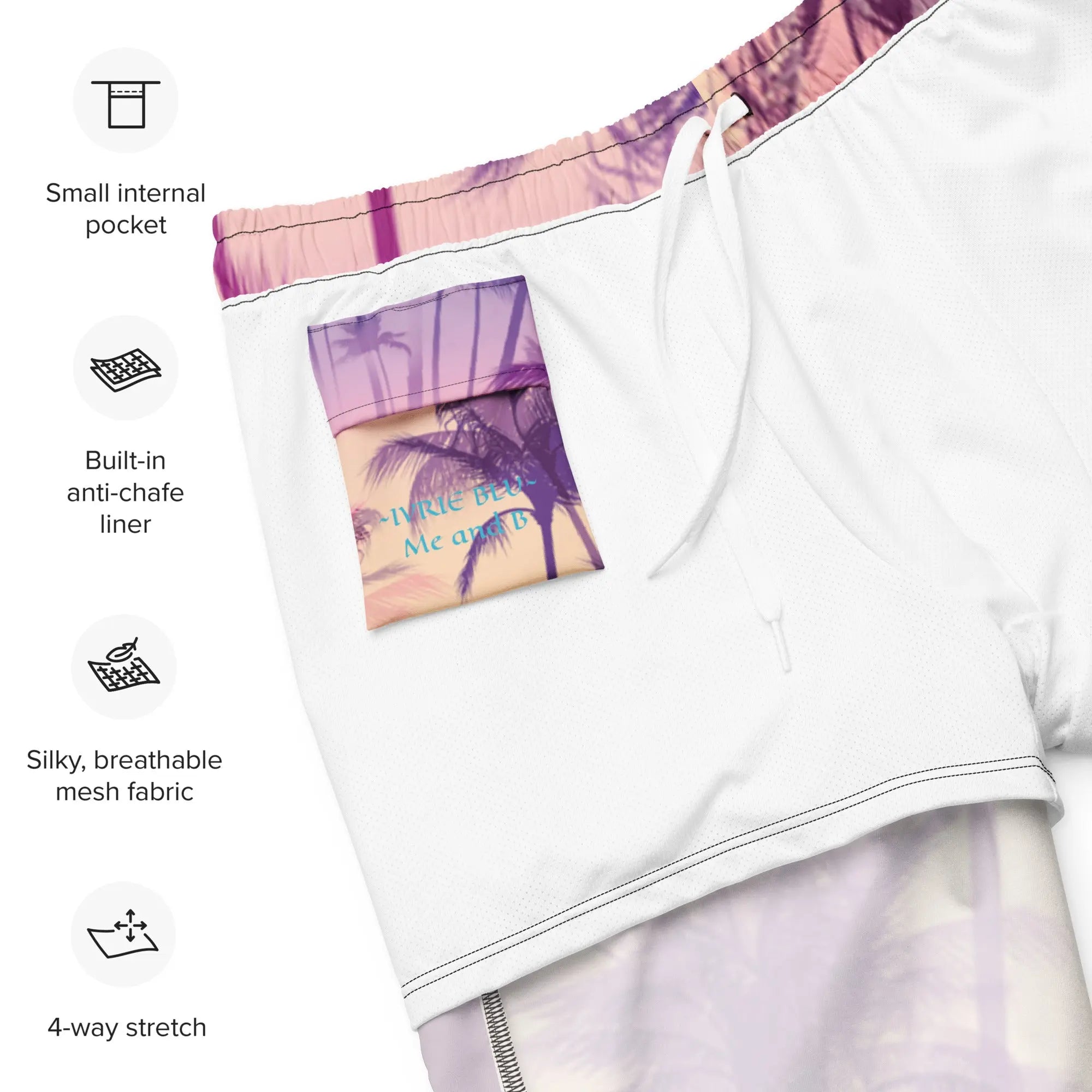 Couples Swim Trunks – Palm Sunset (His & Hers) - Ivrie Blu 