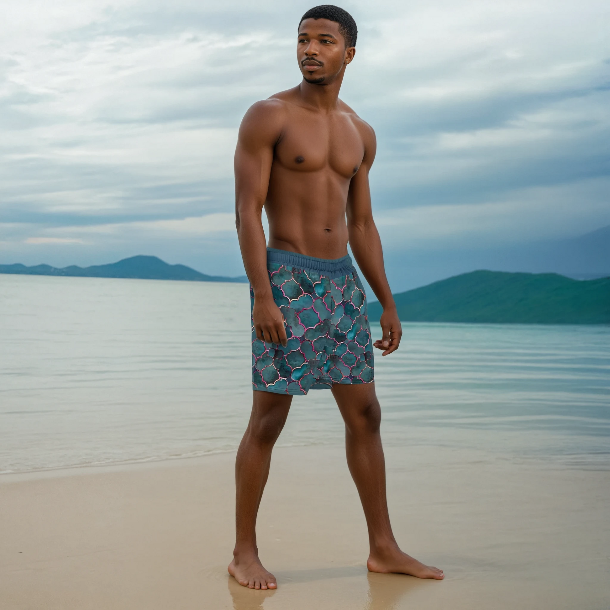 blue swim trunks