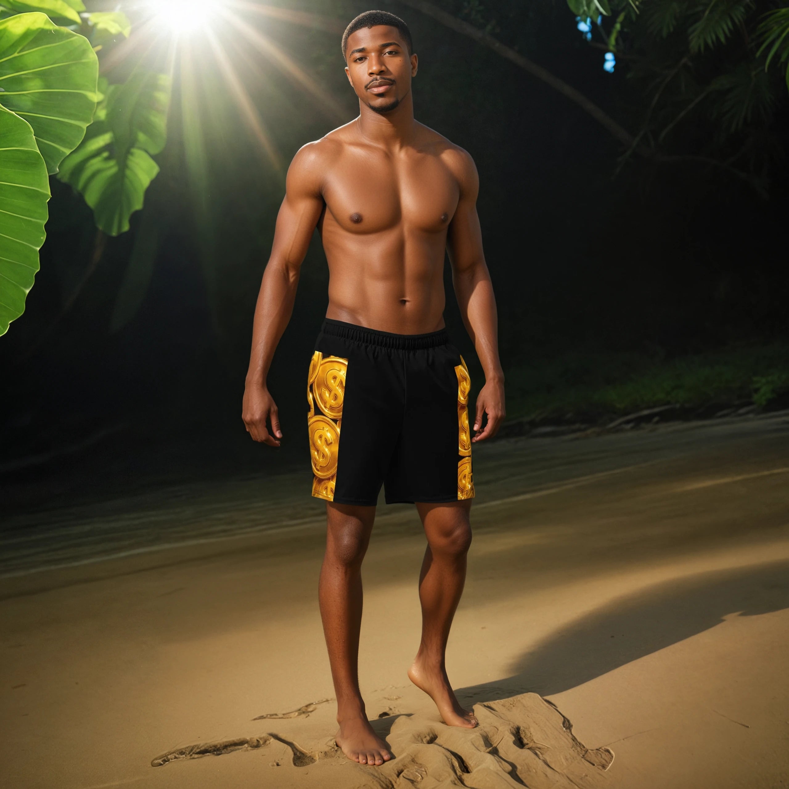 Men's black swim trunks