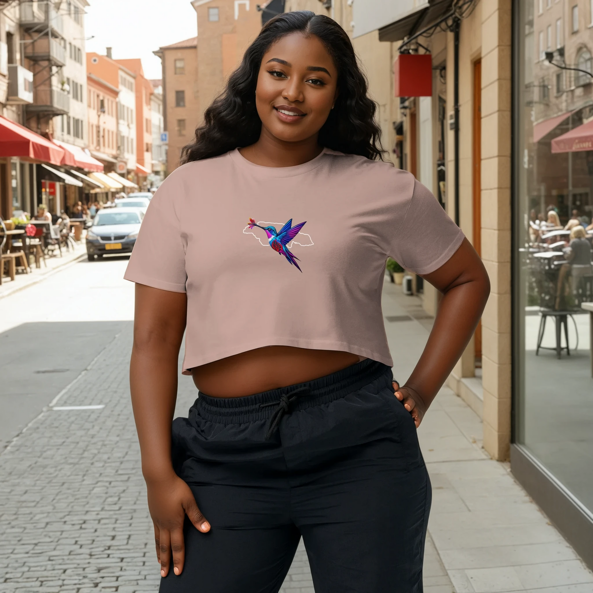 Jamaica Hummingbird Love Crop top - Ivrie Blu 